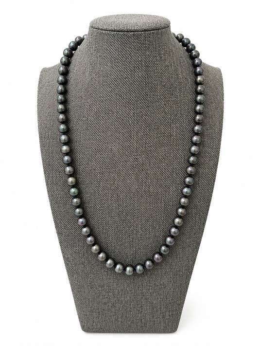 8MM Peacock Pearl Necklace With Sterling Silver Clasp