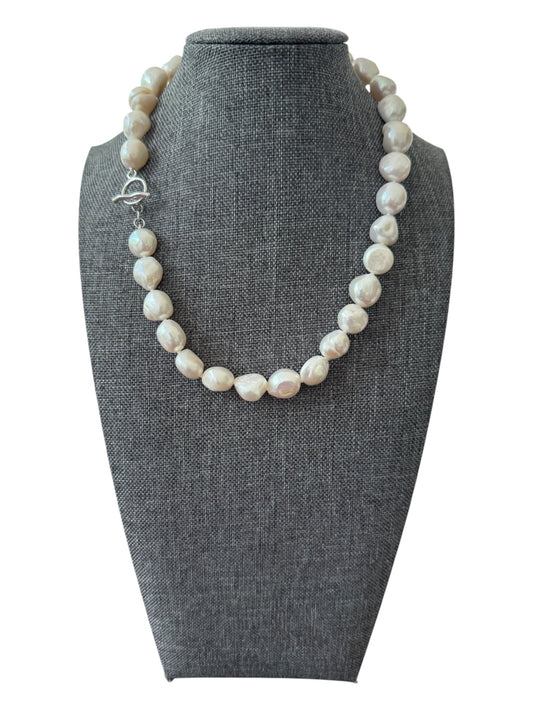 Natural Baroque 11-12mm Pearl Necklace With Sterling Silver Clasp