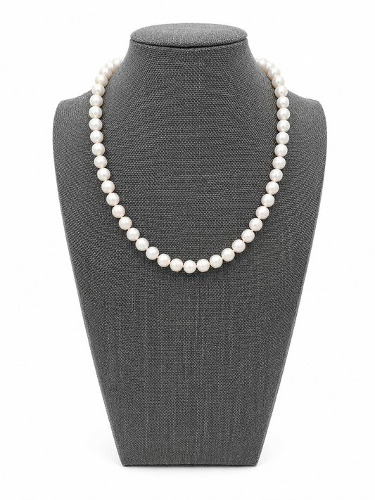 7MM 16-18" Pearl Necklace With Sterling Silver Clasp