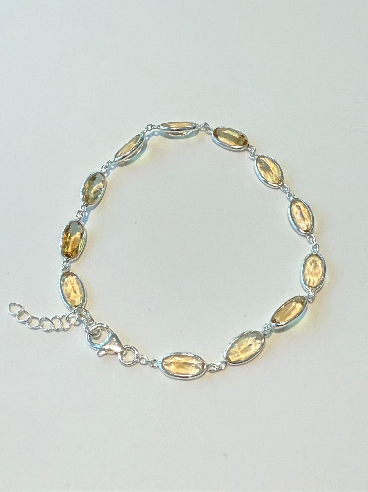 Sterling Silver Citrine Tennis Bracelet Adjustable