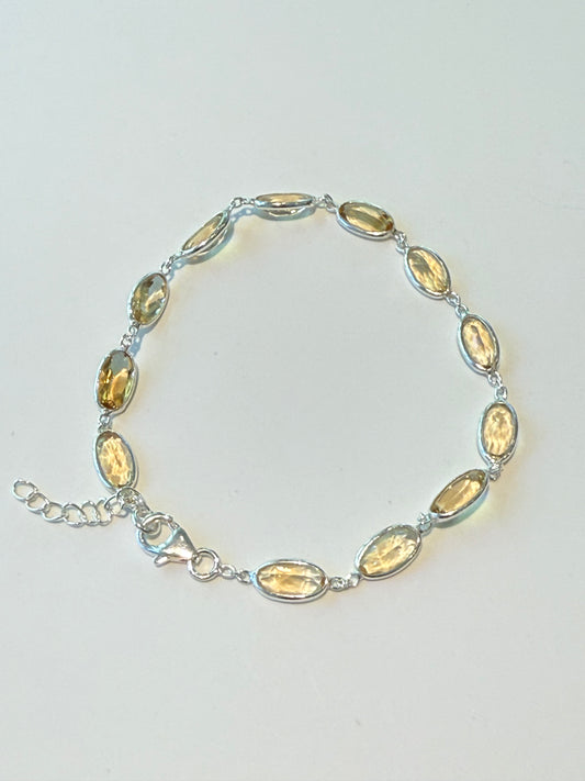 Sterling Silver Citrine Tennis Bracelet Adjustable