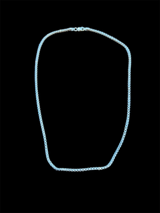 Sterling Silver Venetian Box Chain Necklace Made In Italy 18" New Weight 14g