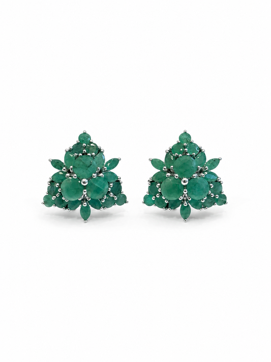 Sterling Silver Emerald Earrings New