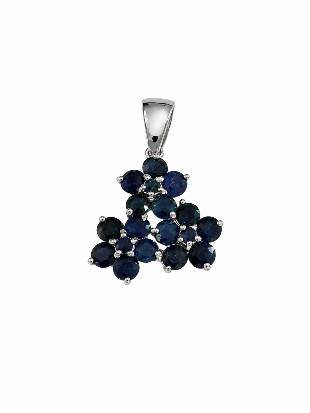 Sterling Silver Sapphire Floral Cluster Pendant