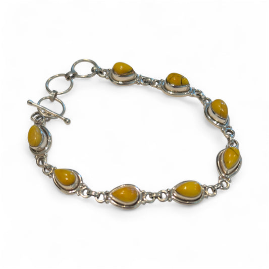 Sterling Silver Honey Dahlia Turquoise Bracelet Adjustable New
