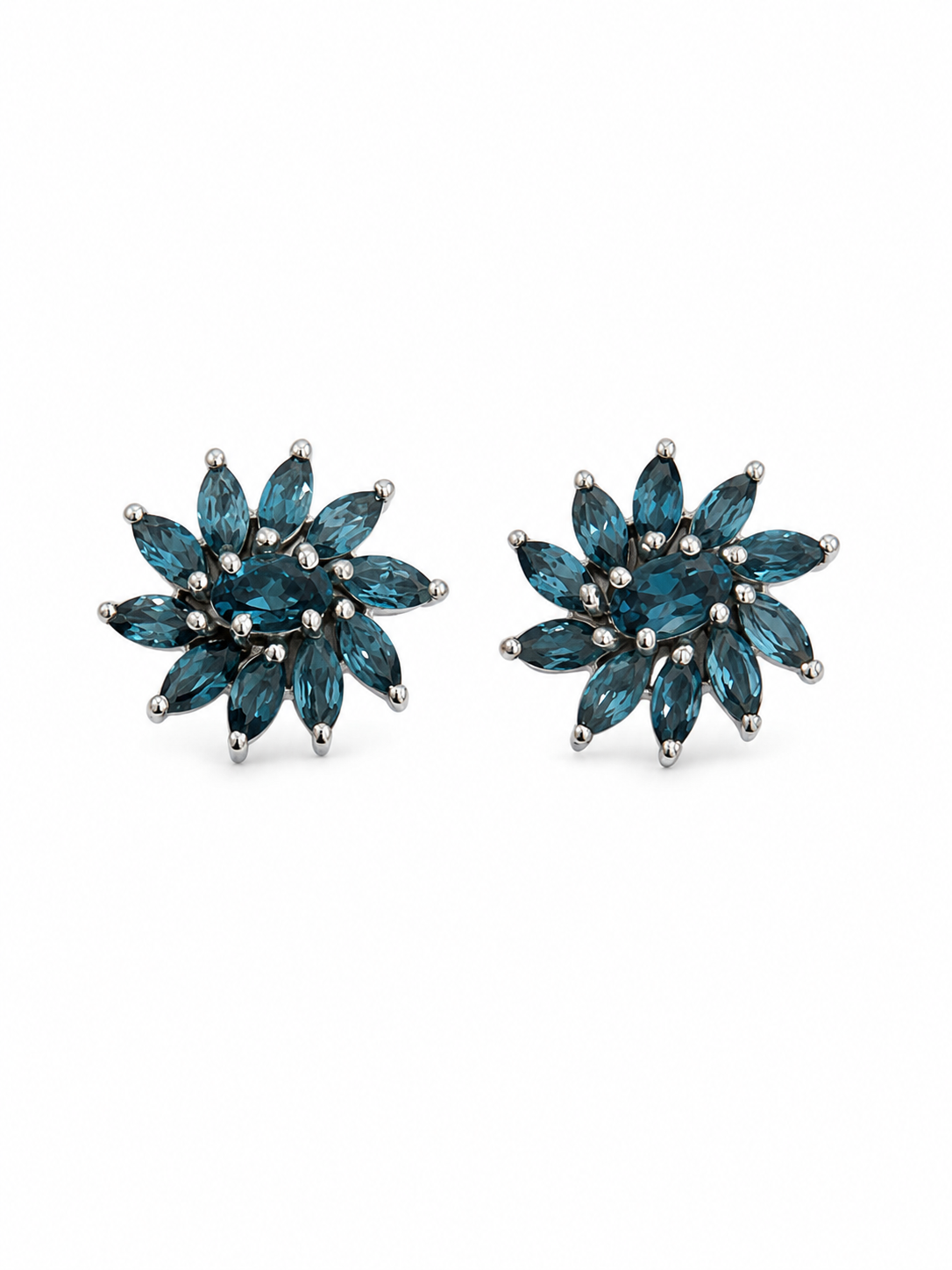 Sterling Silver London Blue Topaz Starburst Earrings