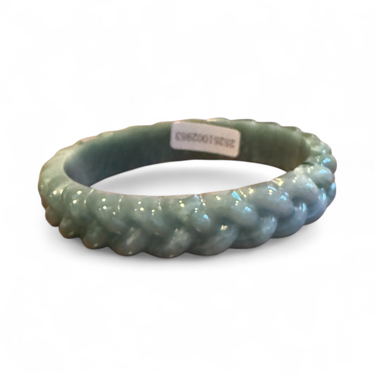 Natural Grade A Blue Water Carved Jadeite Jade Braided Bangle From Guatemala New