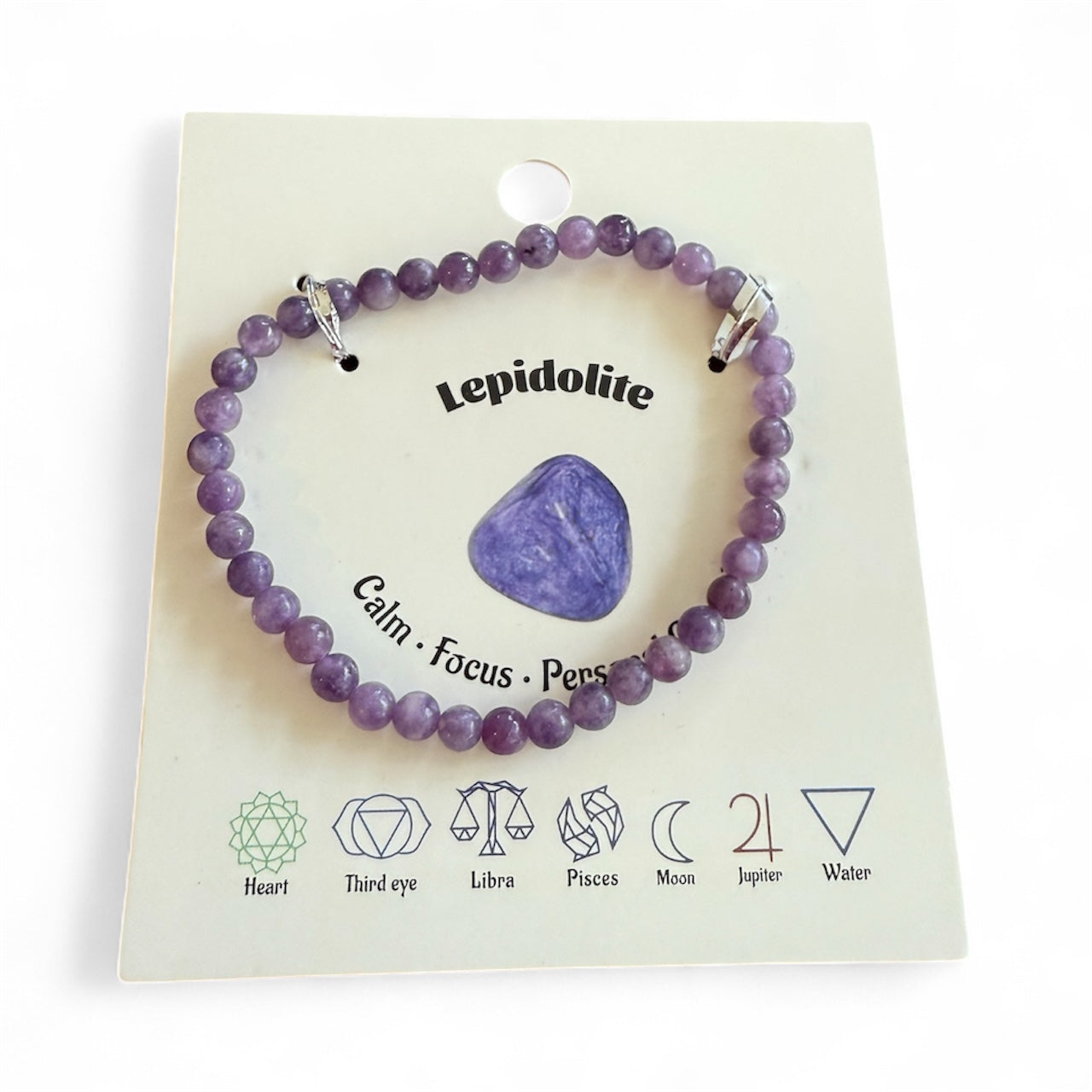 Lepidolite Beaded Bracelet 14mm