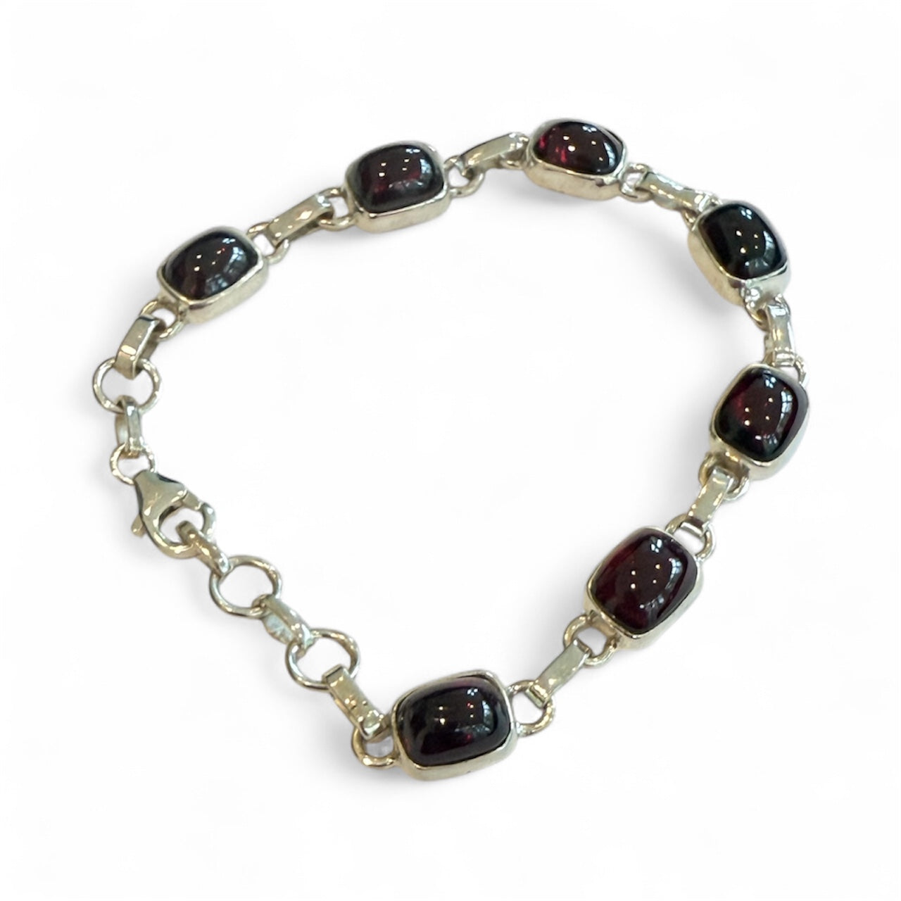 Sterling Silver Garnet Tennis Bracelet New