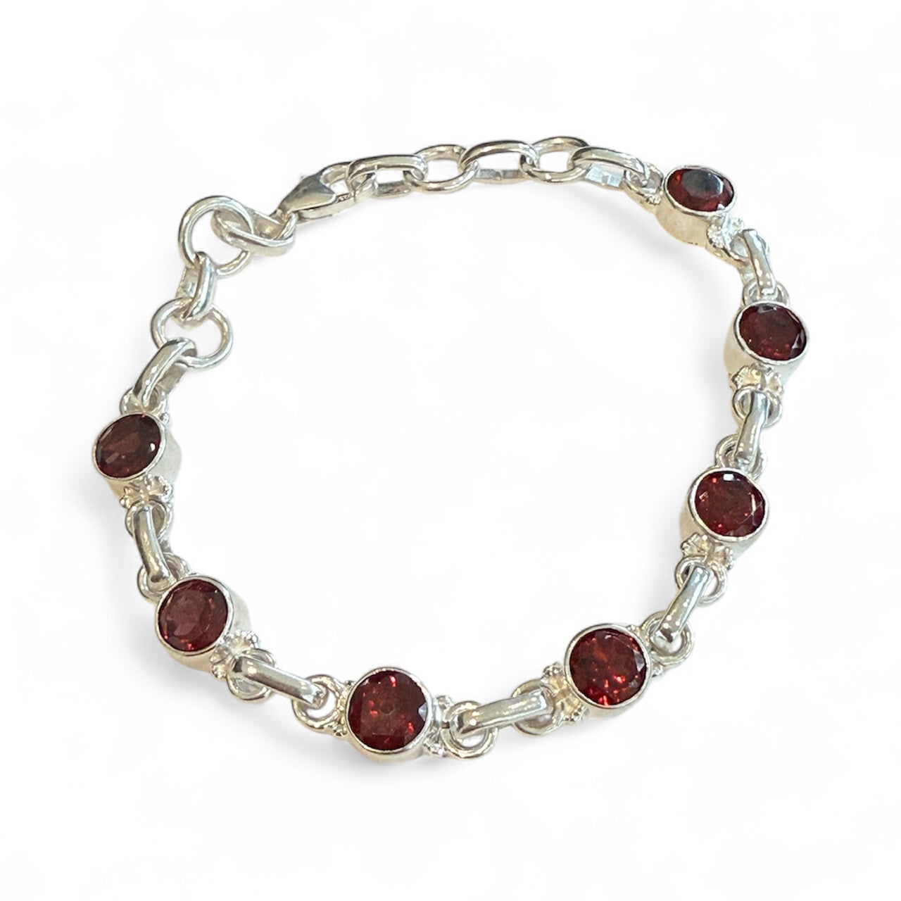 Sterling Silver Garnet Tennis Bracelet