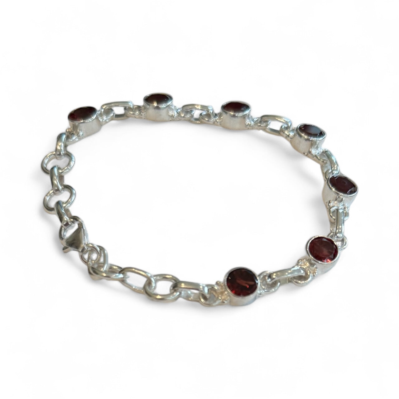 Sterling Silver Garnet Tennis Bracelet