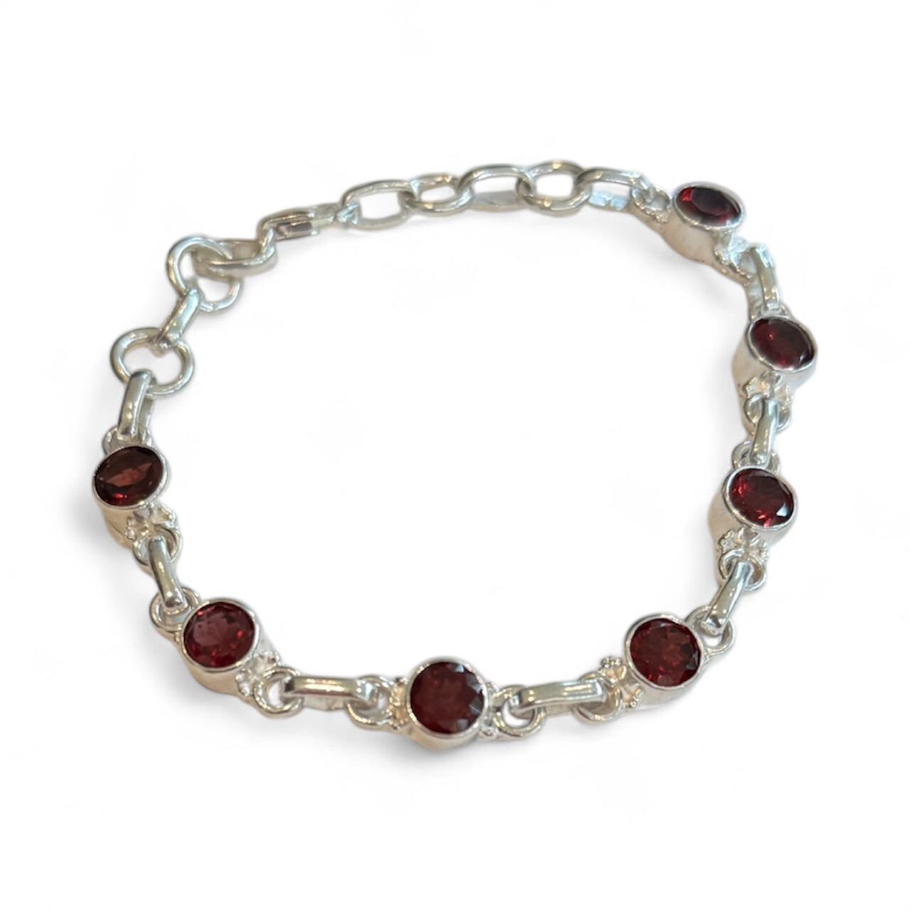 Sterling Silver Garnet Tennis Bracelet