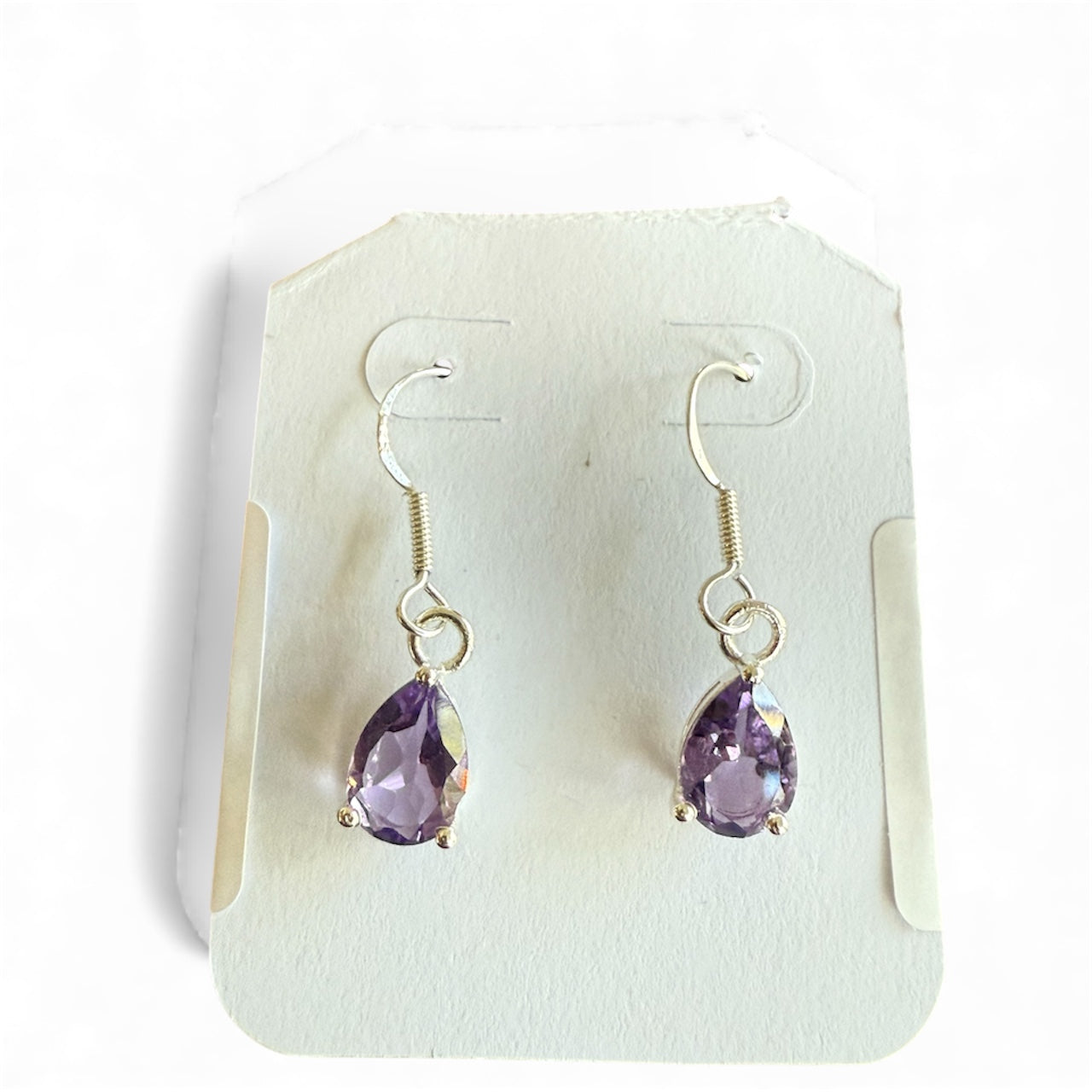 Sterling Silver Amethyst Teardrop Dangle Earrings