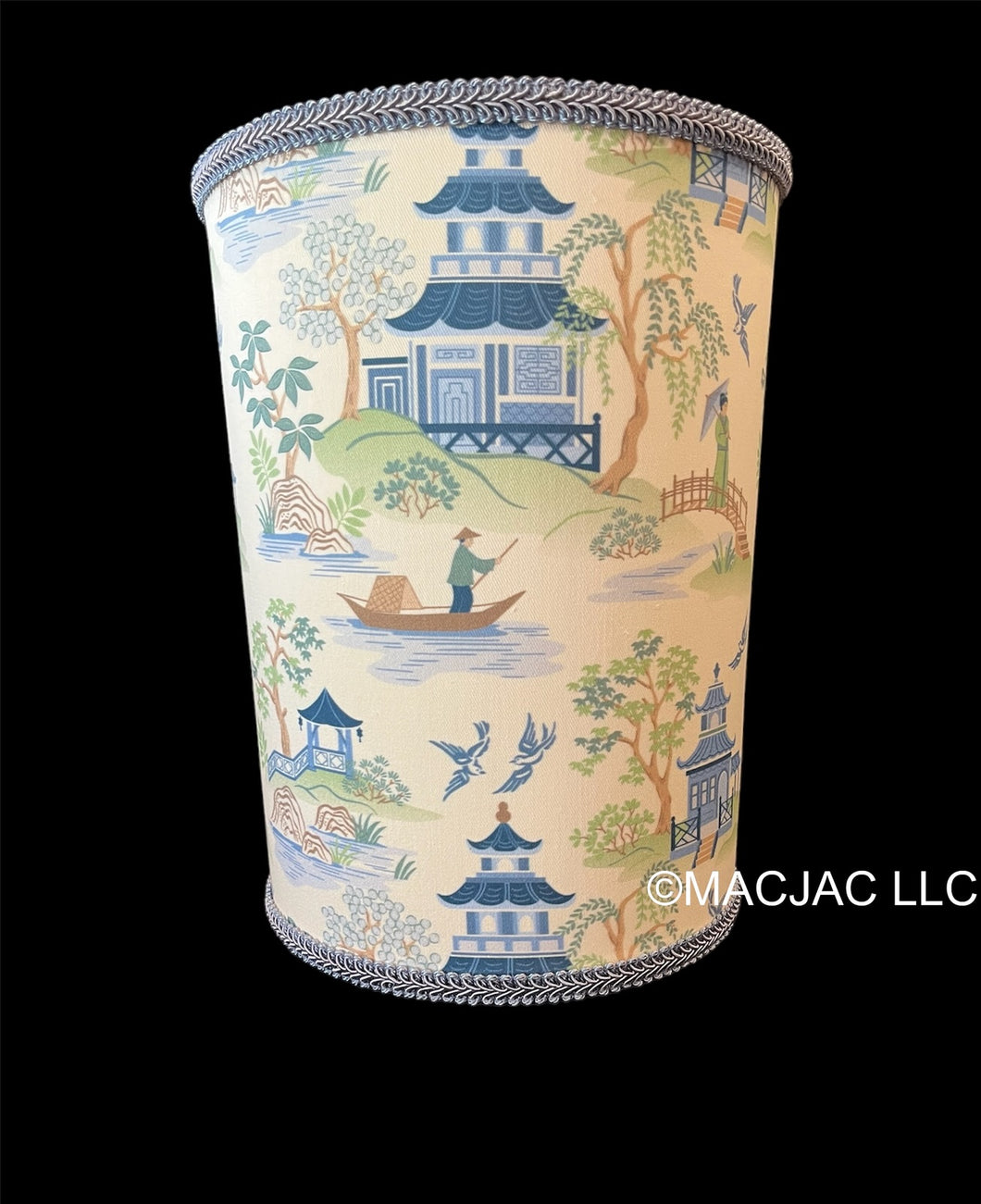 Mandarin Blue Covered Wastebasket ***In Stock***