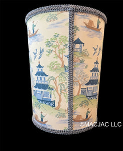 Mandarin Blue Covered Wastebasket ***In Stock***