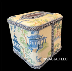 Mandarin Blue Fabric Covered Tissue Box Cover ***In Stock***