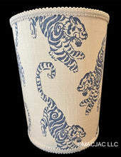 Load image into Gallery viewer, Blue Tiger Covered Wastebasket ***In Stock***