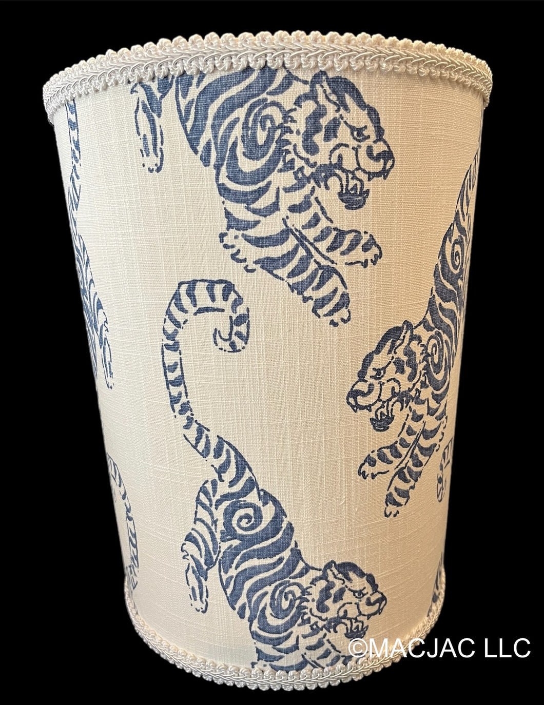 Blue Tiger Covered Wastebasket ***In Stock***