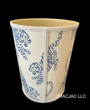 Load image into Gallery viewer, Blue Tiger Covered Wastebasket ***In Stock***