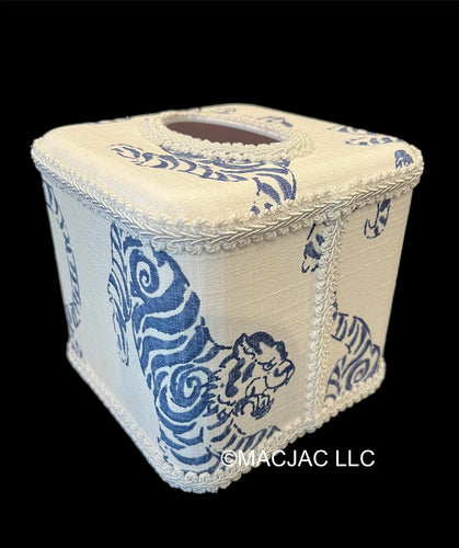 Blue Tiger Fabric Covered Tissue Box Cover ***In Stock***