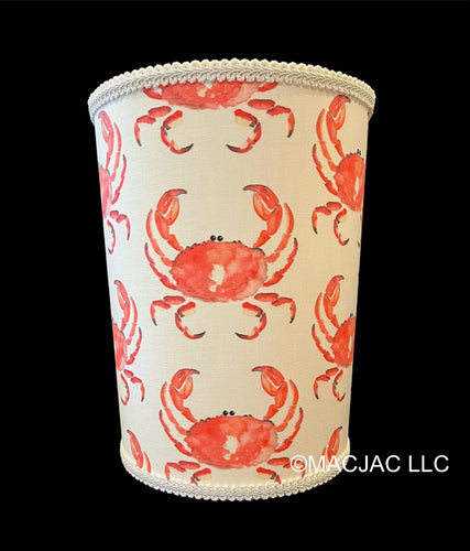 Crab Coral Covered Wastebasket ***In Stock***