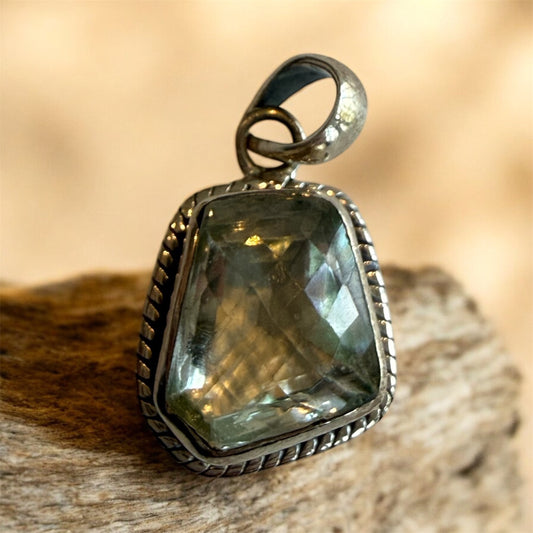 Sterling Silver Green Amethyst Pendant