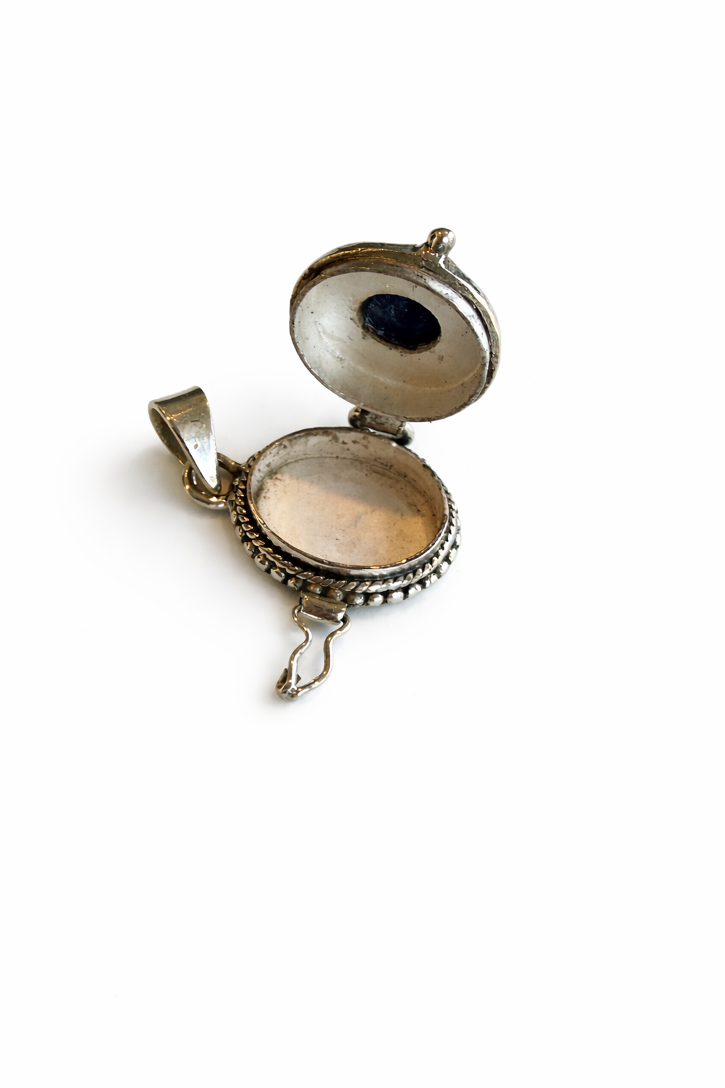 Sterling Silver Blue Lapis Poison Pendant Locket Large New