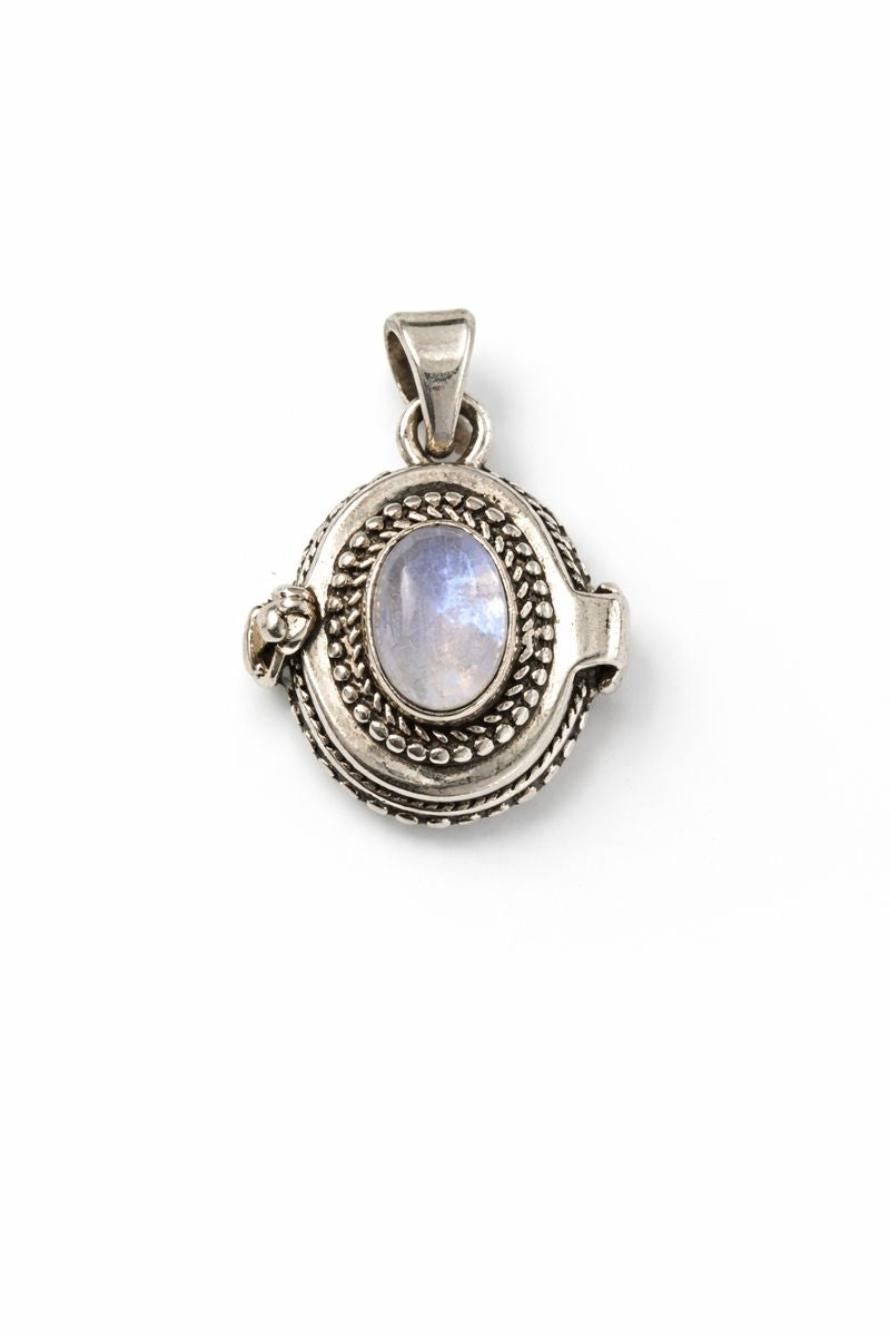 Sterling Silver Moonstone Poison Pendant Locket Large