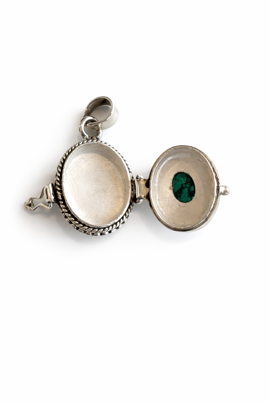 Sterling Silver Turquoise Poison Pendant Locket Large