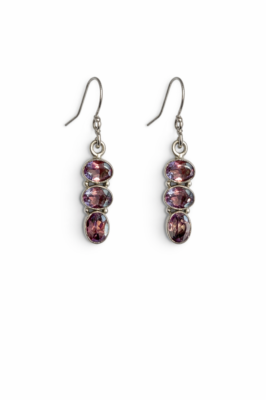 Sterling Silver Amethyst Dangle Earrings