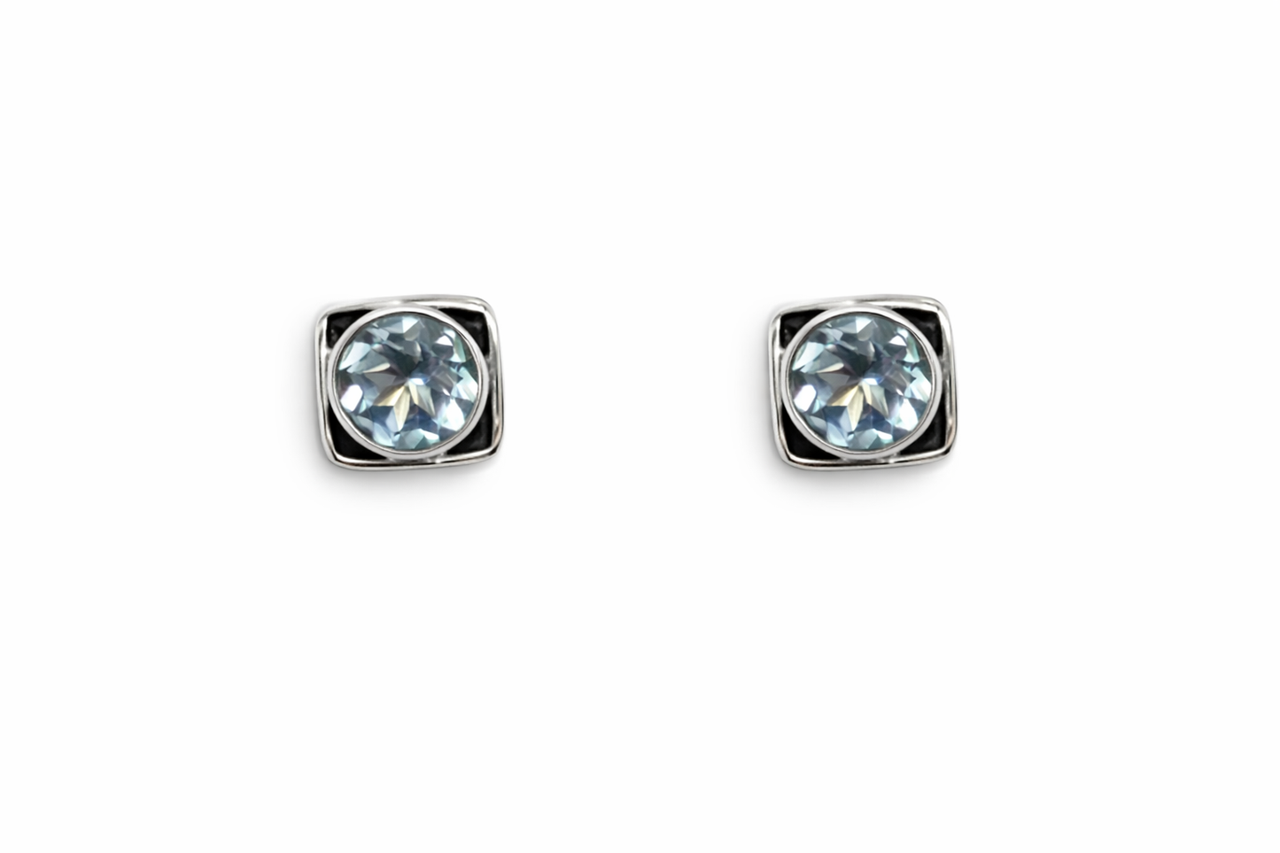 Sterling Silver Blue Topaz Stud Earrings