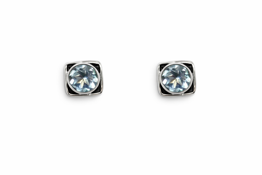 Sterling Silver Blue Topaz Stud Earrings