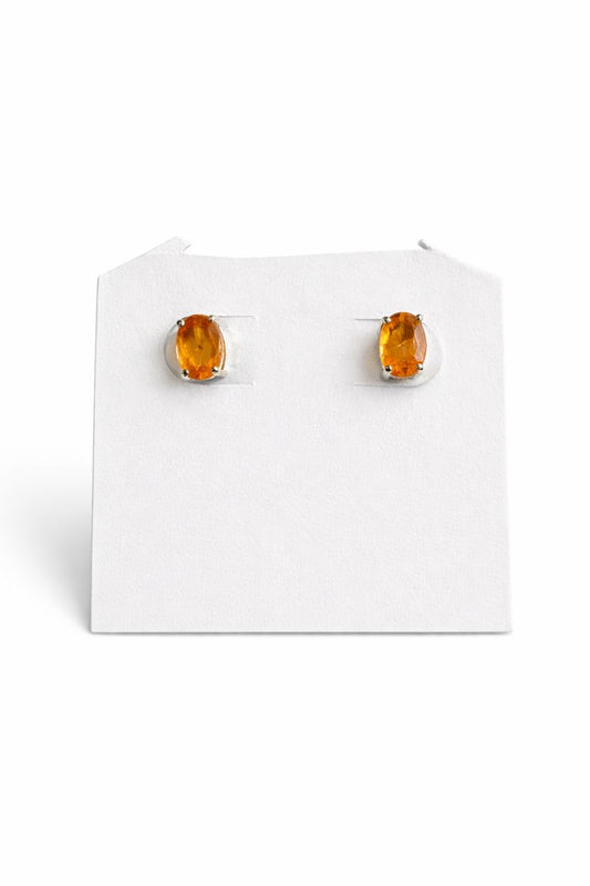 Sterling Silver Garnet Spessartine Stud Earrings