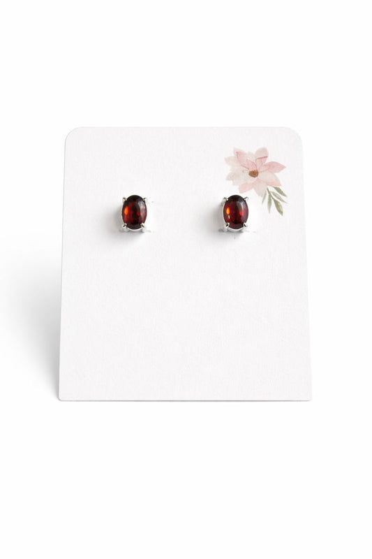 Sterling Silver Garnet Stud Earrings