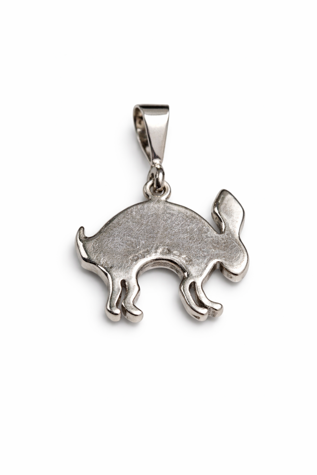 Sterling Silver Inlay Turquoise Jack Rabbit Pendant Signed