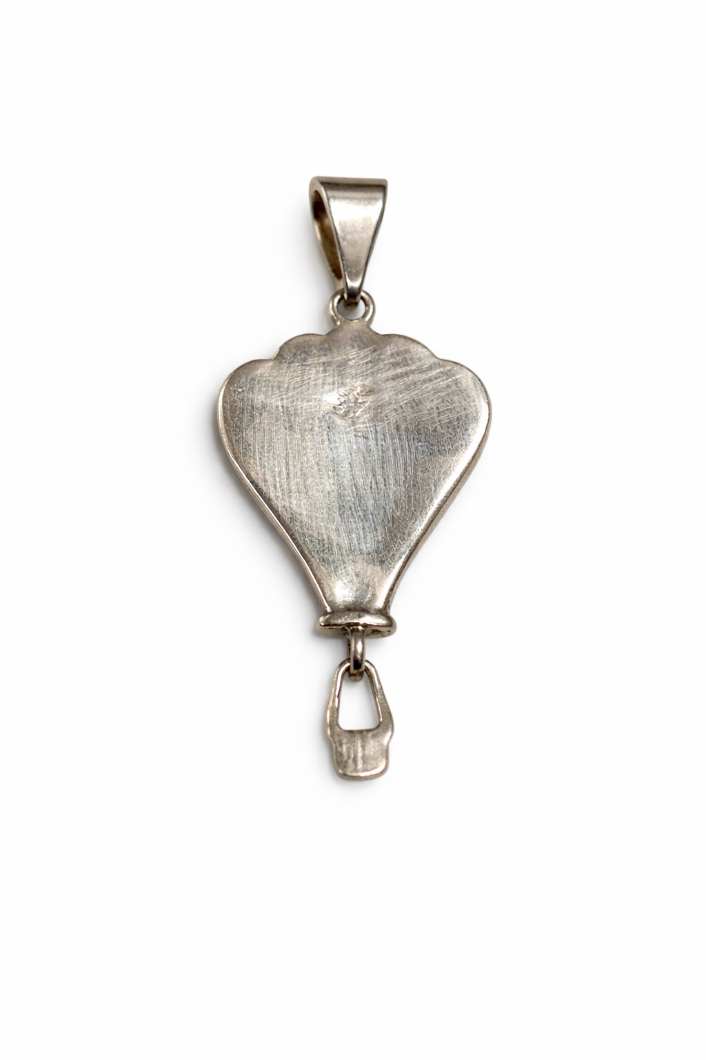 Sterling Silver Black Onyx and Opal Inlay Hot Air Balloon Pendant Signed