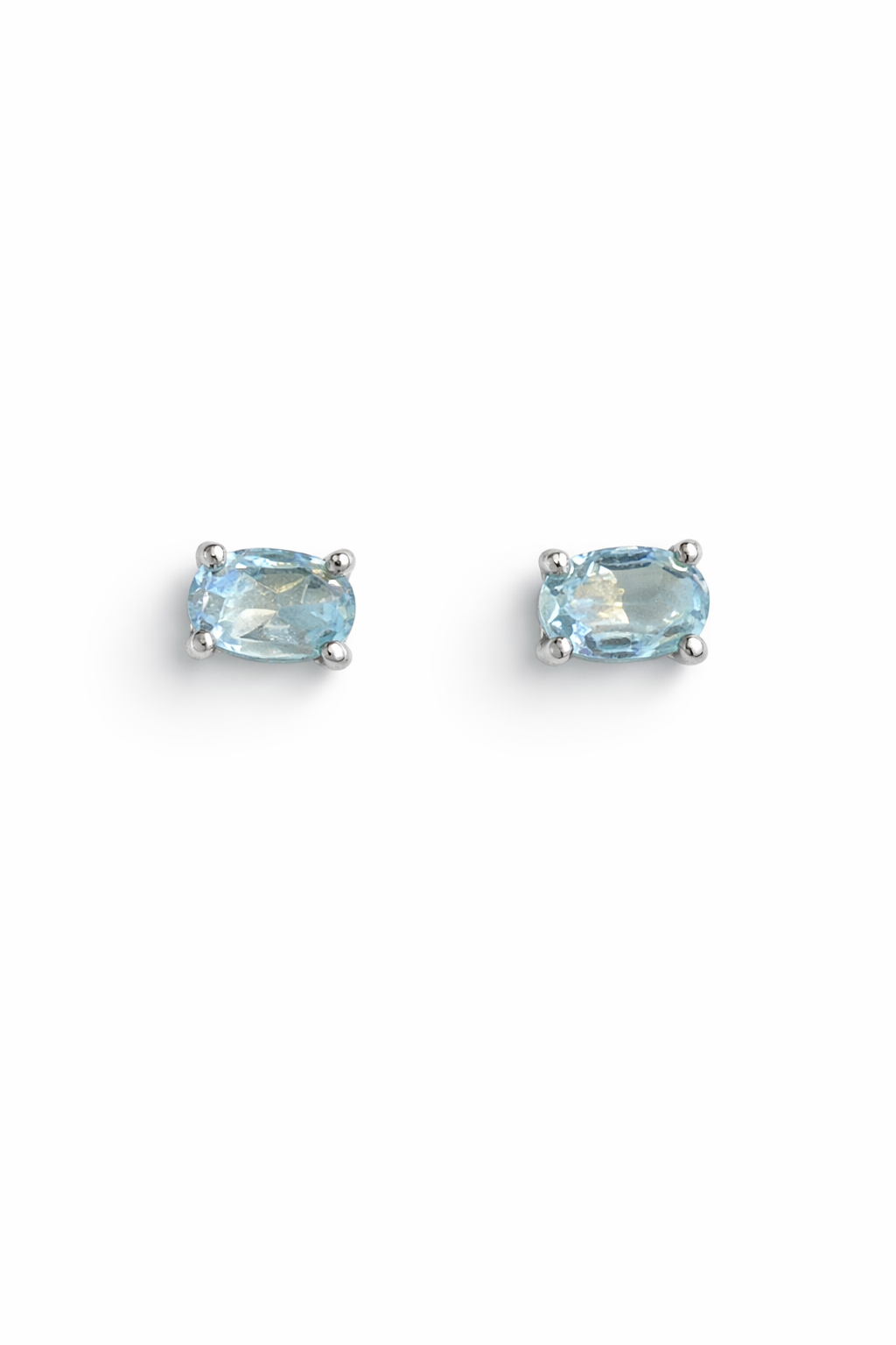 Sterling Silver Blue Topaz Stud Earrings New