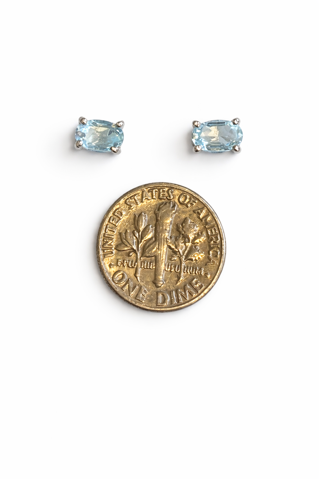 Sterling Silver Blue Topaz Stud Earrings New