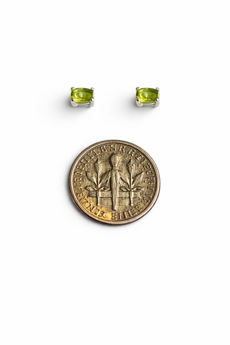 Sterling Silver Green Peridot Stud Earrings