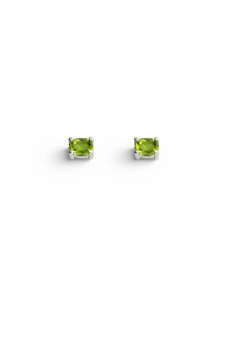 Sterling Silver Green Peridot Stud Earrings