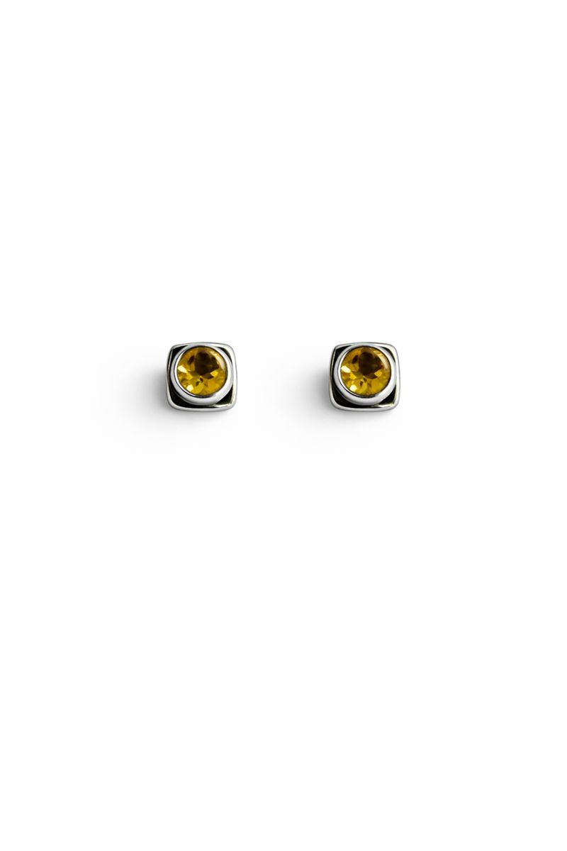 Sterling Silver Citrine Stud Earrings