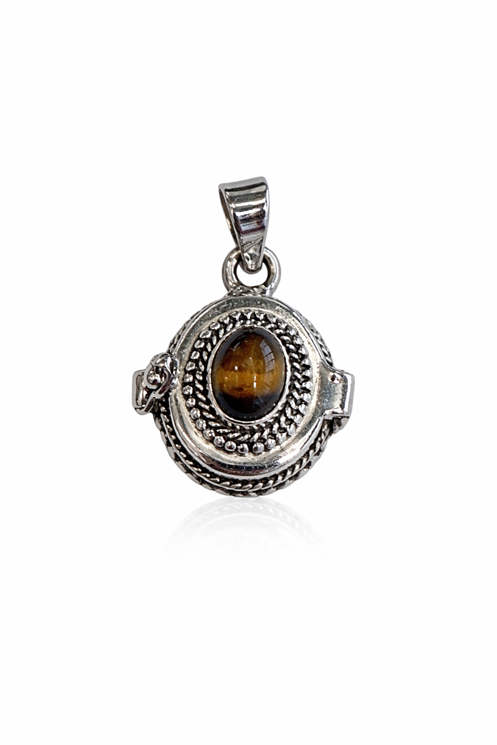 Sterling Silver Tiger's Eye Poison Pendant Large