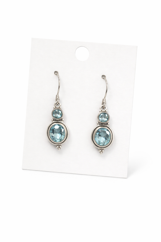 Sterling Silver Blue Topaz Dangle Earrings