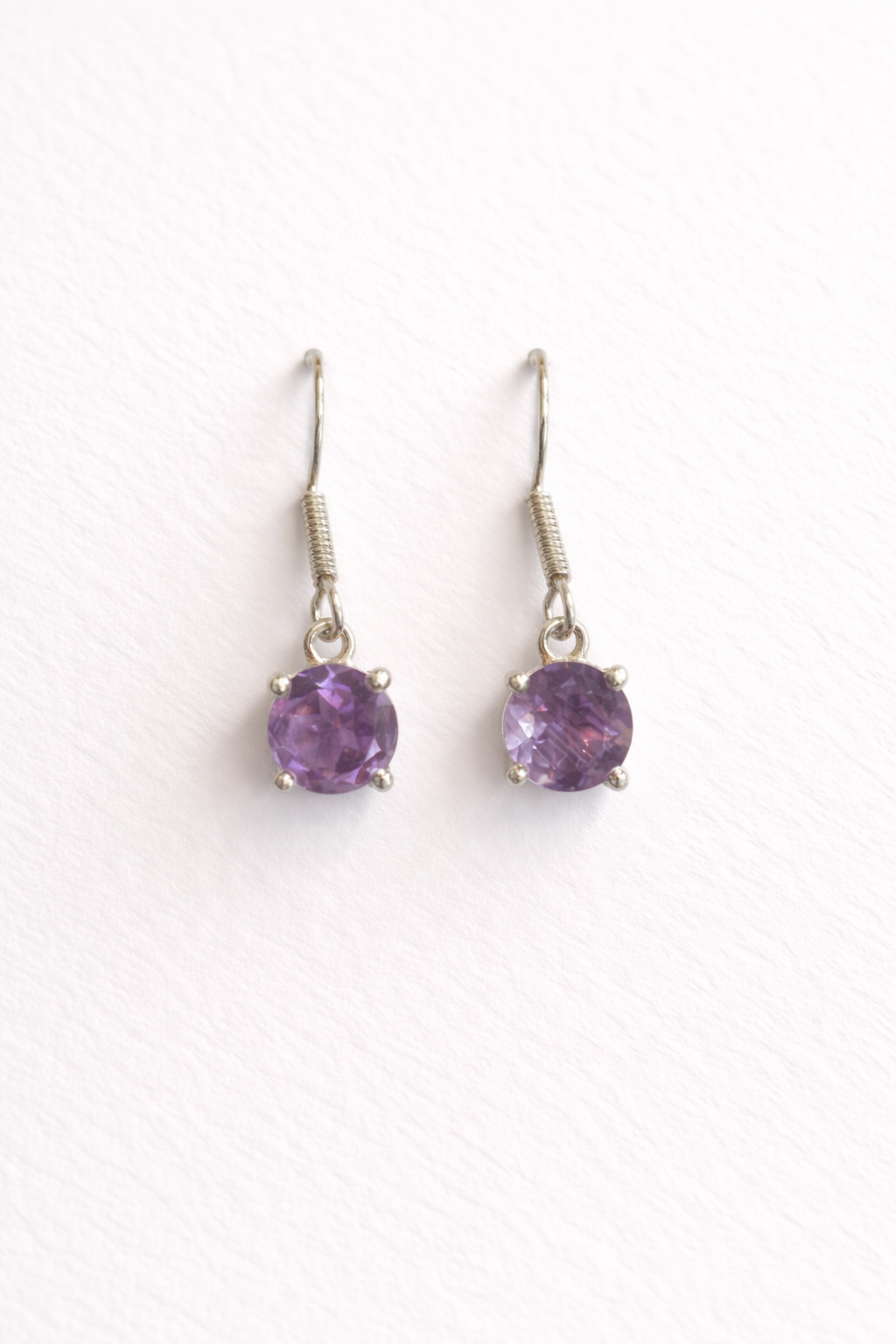 Purple Amethyst Sterling Silver Dangle Earrings New