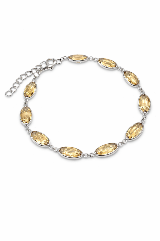 Sterling Silver Citrine Tennis Bracelet Adjustable