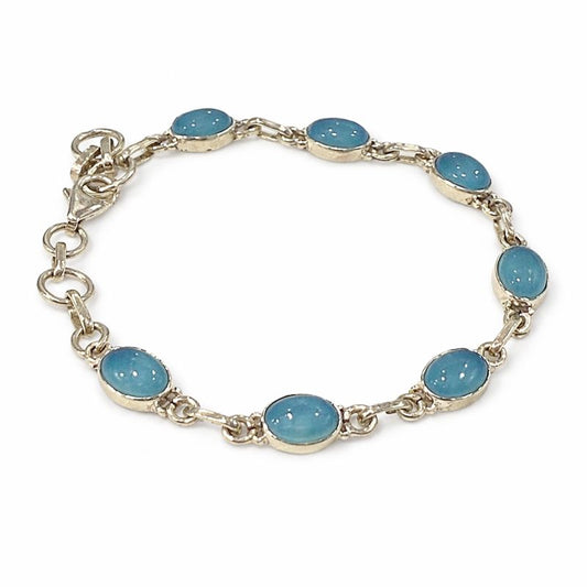 Sterling Silver Blue Chalcedony Tennis Bracelet