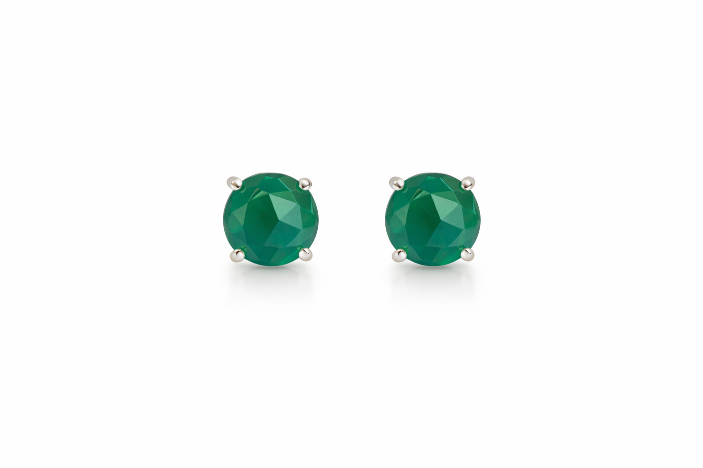 Sterling Silver Green Onyx Stud Earrings