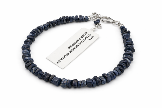 Sterling Silver Bracelet With Natural Sapphire Adjustable New