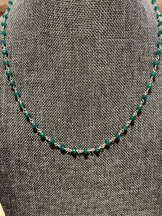 Sterling Silver 16" Emerald Necklace New