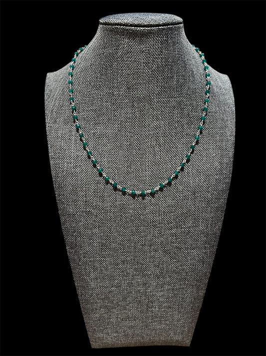 Sterling Silver 16" Emerald Necklace New